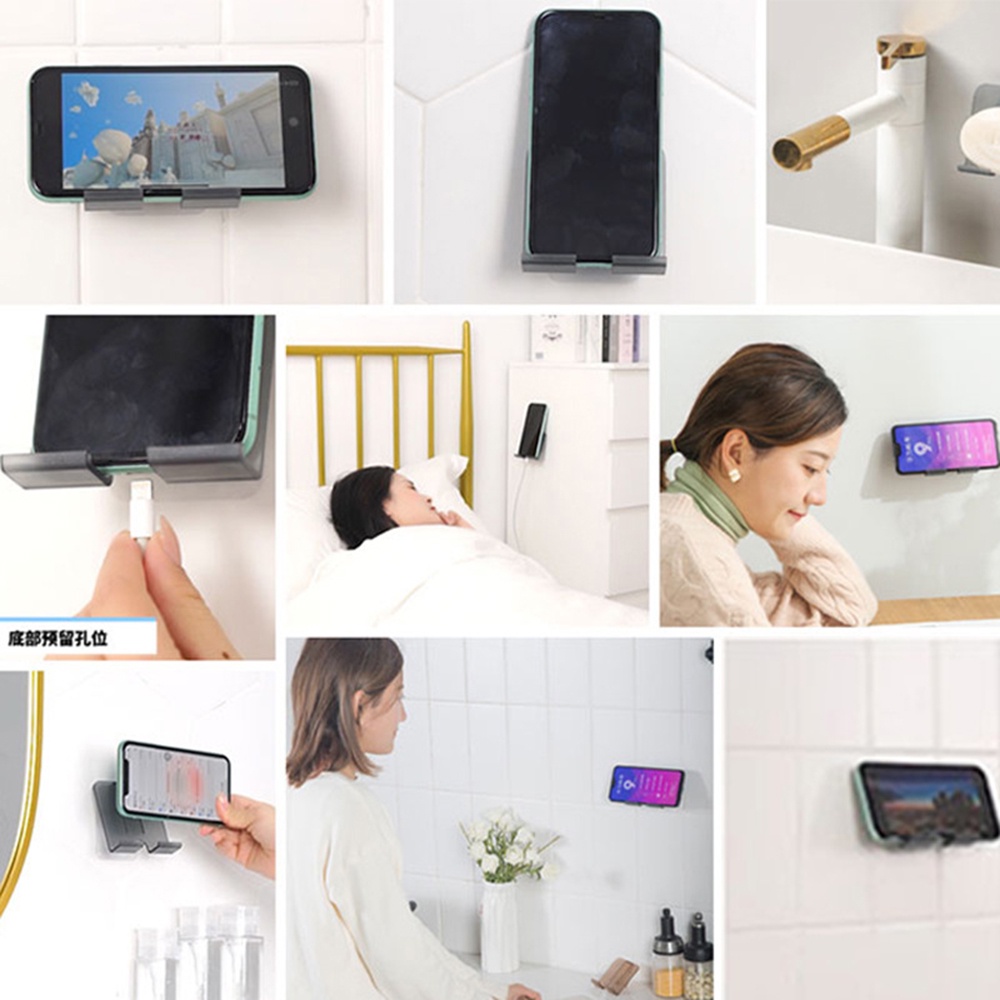 Giá Đỡ Điện Thoại Gắn Tường Không Đục Lỗ Tiện Dụng Cho Nhà Bếp/ Nhà Tắm