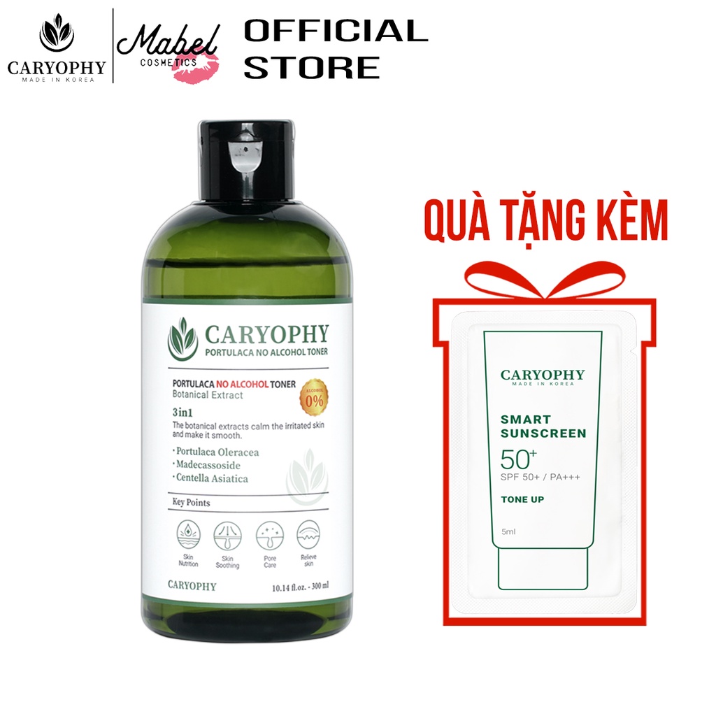 Toner không cồn Caryophy Portulaca ngừa mụn kiềm dầu giảm thâm 300ml