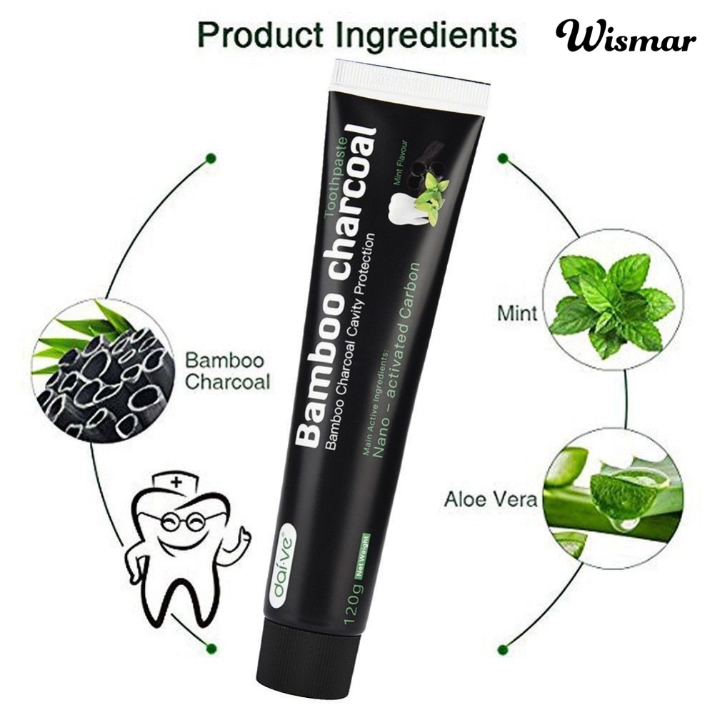 Kem đánh răng than tre hoạt tính loại bỏ vết bẩn làm trắng răng màu đen 120g