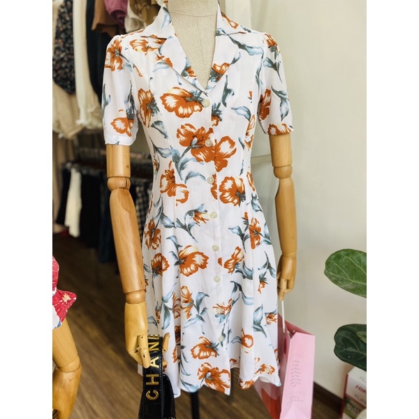 Váy hoa cổ sơ mi