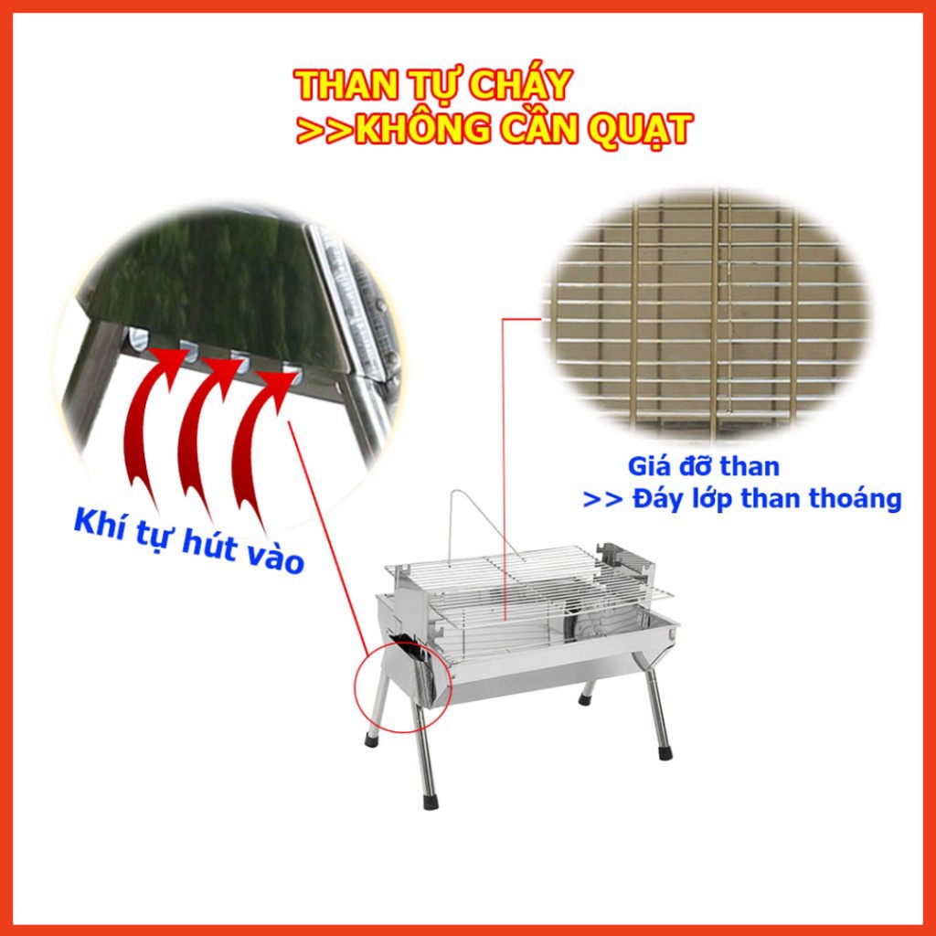 Bếp nướng than hoa TopV VCS thay đổi chiều cao vỉ, Bếp nướng than hoa không khói, nướng ngoài trời, lò nướng than inox -