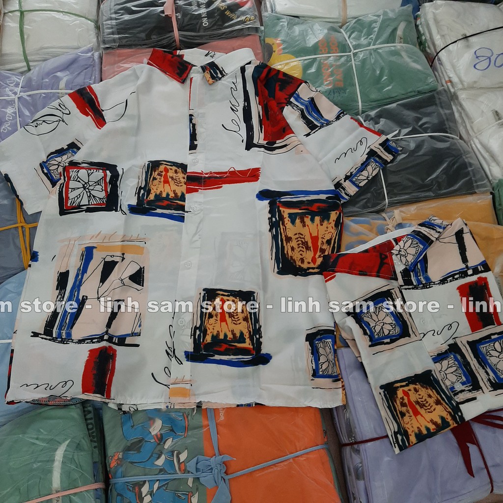 Áo sơ mi nữ in 3D cổ bẻ tay ngắn - lỡ dáng ulzzang freesize form rộng unisex mặc cặp, nhóm, in HÌNH VINTAGE Ô TRANH | BigBuy360 - bigbuy360.vn