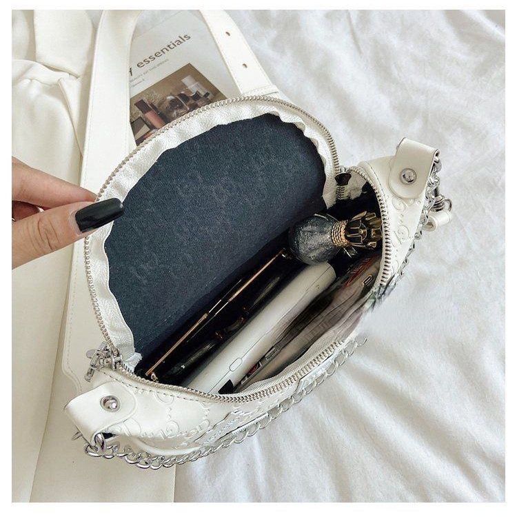 Túi chéo ngực đeo một bên vai phối chuỗi xích vintage thời trang phong cách nước ngoài