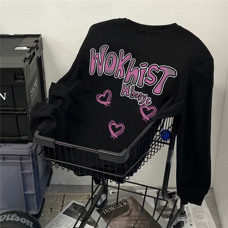 NRVP Áo Thun Tay Dài Oversize In Họa Tiết Phong Cách Hàn Quốc Thời Trang Cho Nam Và Nữ