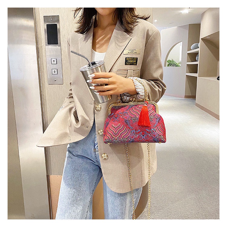 Túi xách HAPPY HOMLIV họa tiết dân tộc phong cách retro cho nữ