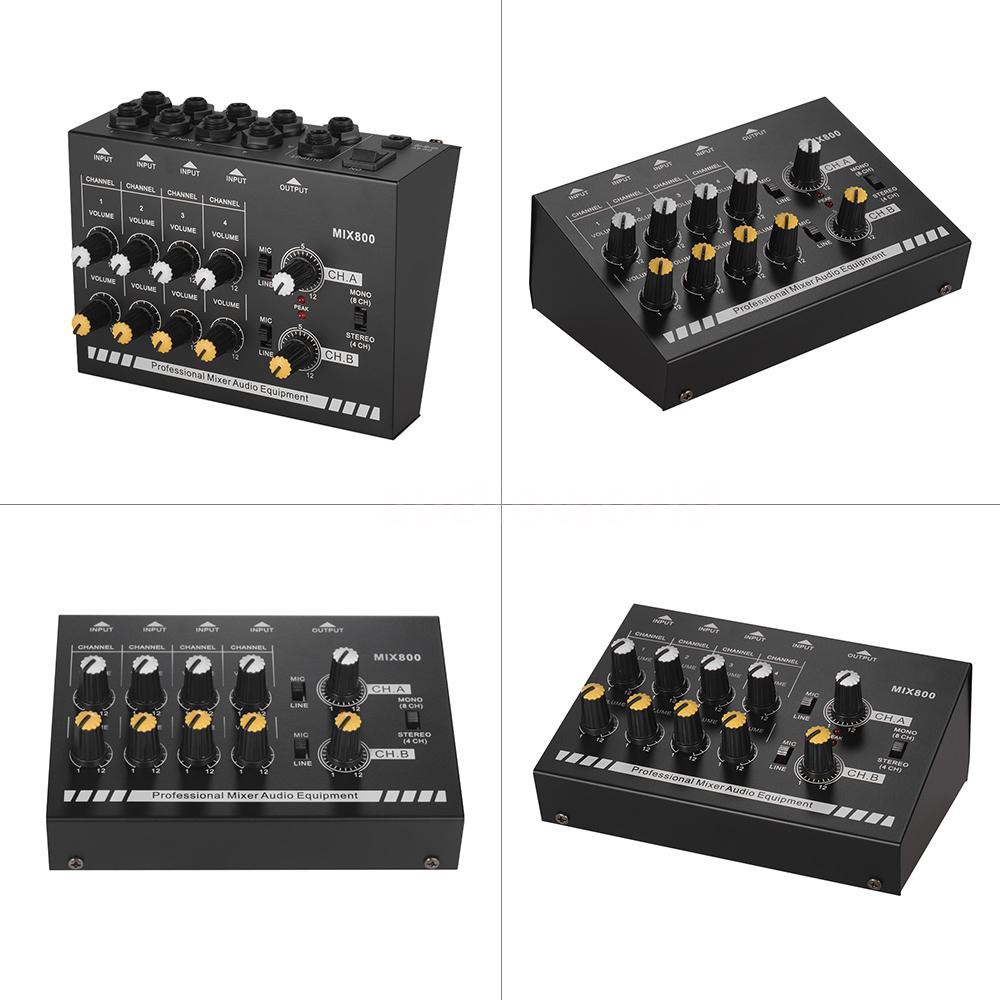 AIDO♦Compact Size 8-Channels Mono/Stereo Audio Sound Line Mixer with Power Adapter