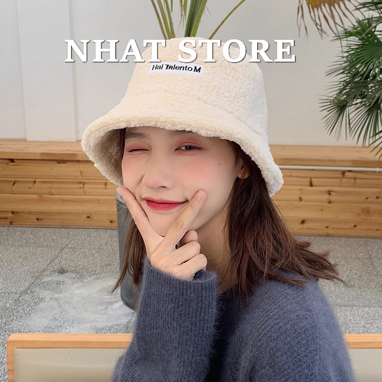 Mũ Bucket lông cừu mềm siêu dễ thương phong cách Hàn Quốc (có ảnh thật) - Nón MU04