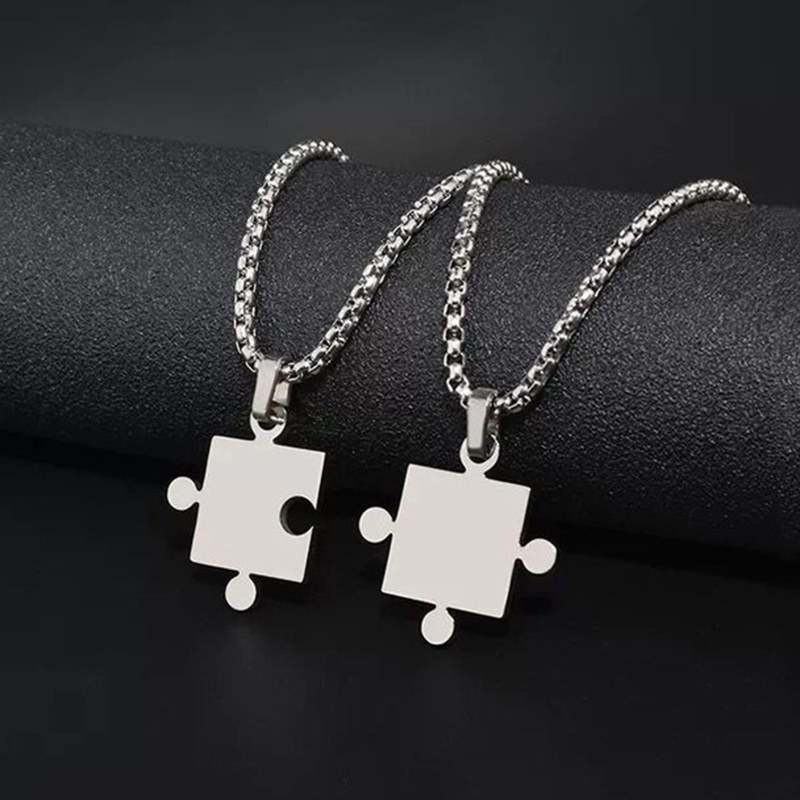 Vòng cổ Bằng Thép Không Gỉ 70cm Mặt Mảnh Ghép Thời Trang Cho Cặp Đôi