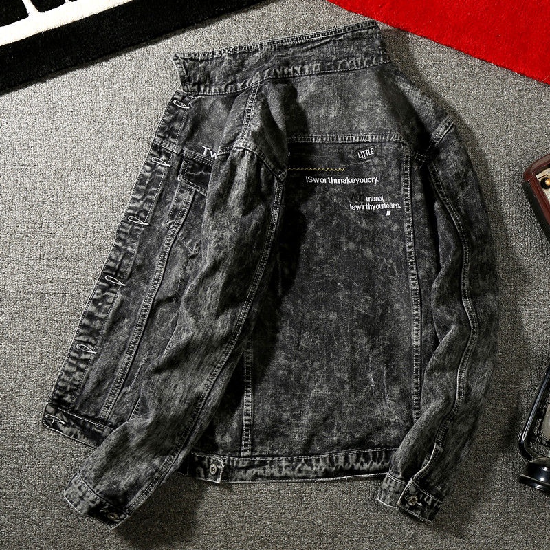 Áo Khoác Denim Kẻ Sọc Nhiều Màu Sắc Phong Cách Hàn Quốc Cho Nam Giới