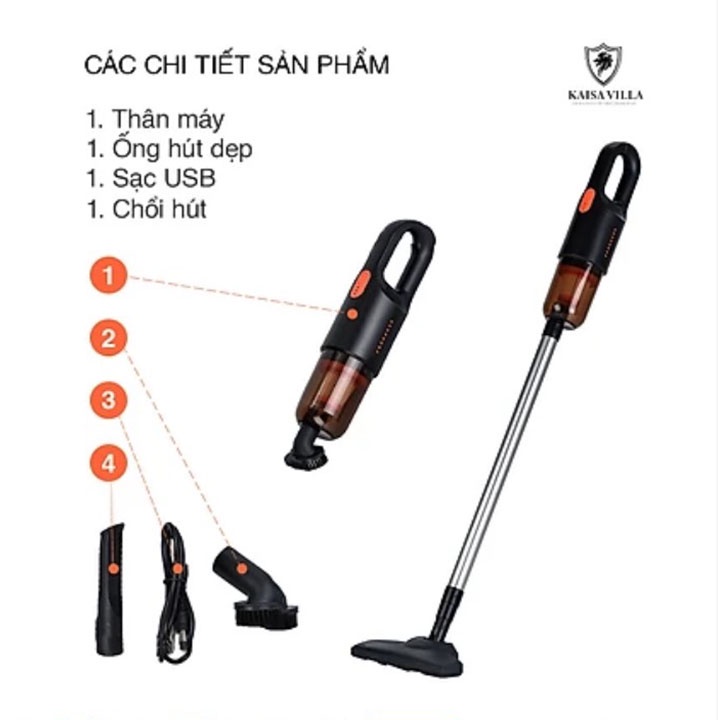 Máy Hút Bụi Không Dây Cầm Tay Kaisa Villa JD-8075- Sàn Ô Tô, Thảm Chân - Hàng Chính Hãng