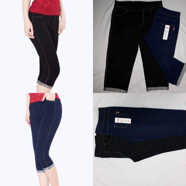 Quần legging giả jean lửng siêu co dãn