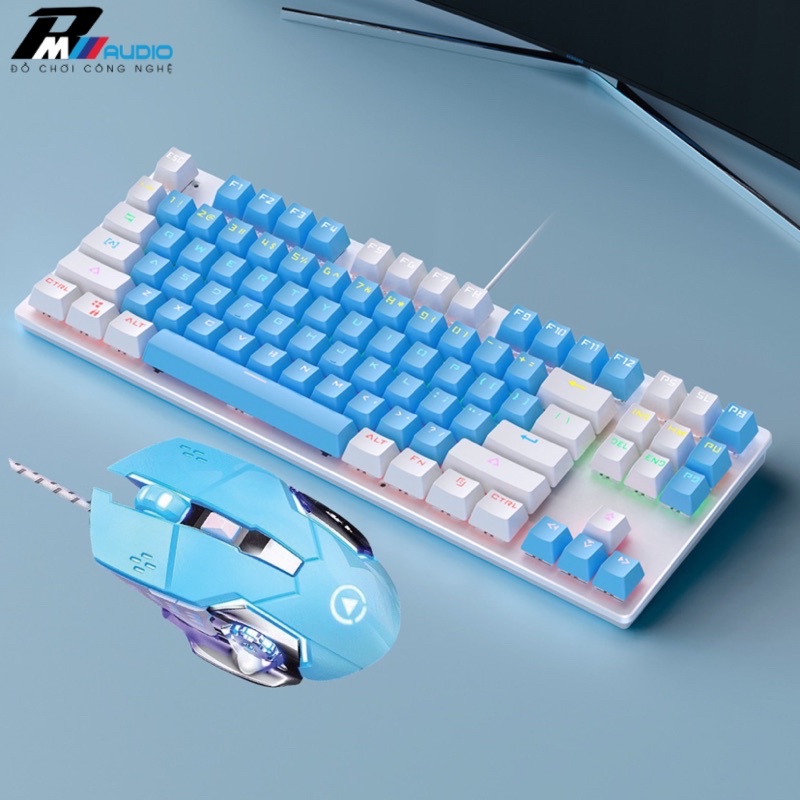 COMBO Bàn Phím Cơ K400-PRO 87 Nút Kèm Chuột G15 YINOIAO Dùng Cho Máy Tính Laptop LED RGB Tự Đổi Màu Nhiều Chế Độ