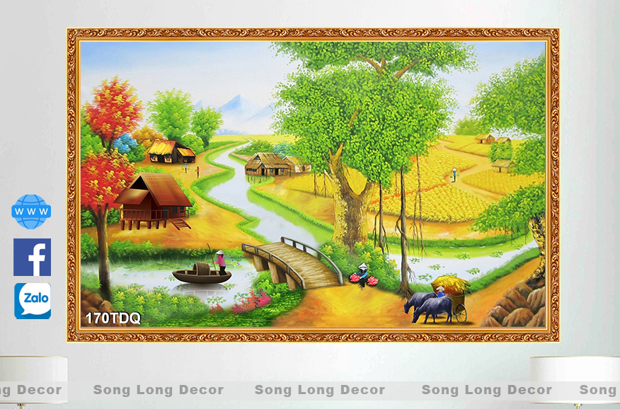 Tranh Dán Tường Làng Quê Việt Nam - SL170DQ-Tranh 3d Đồng quê - Song Long Decor