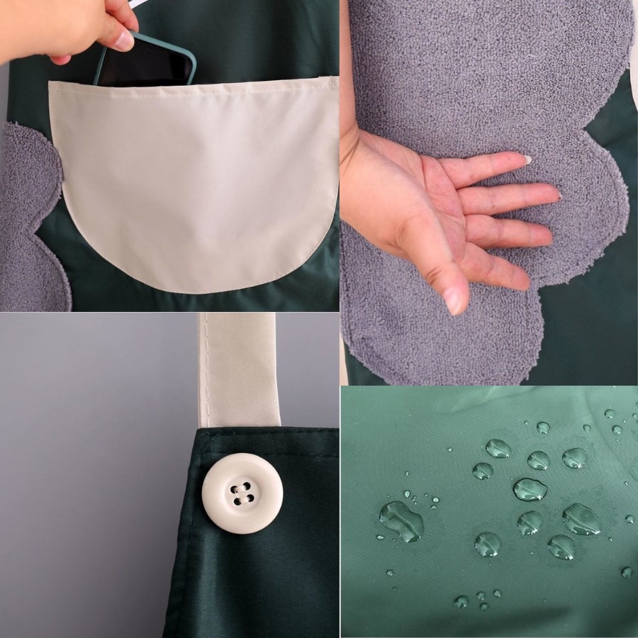 Tạp dề nấu bếp có túi ở giữa hình hoa thỏ xinh xắn - giao ngẫu nhiên