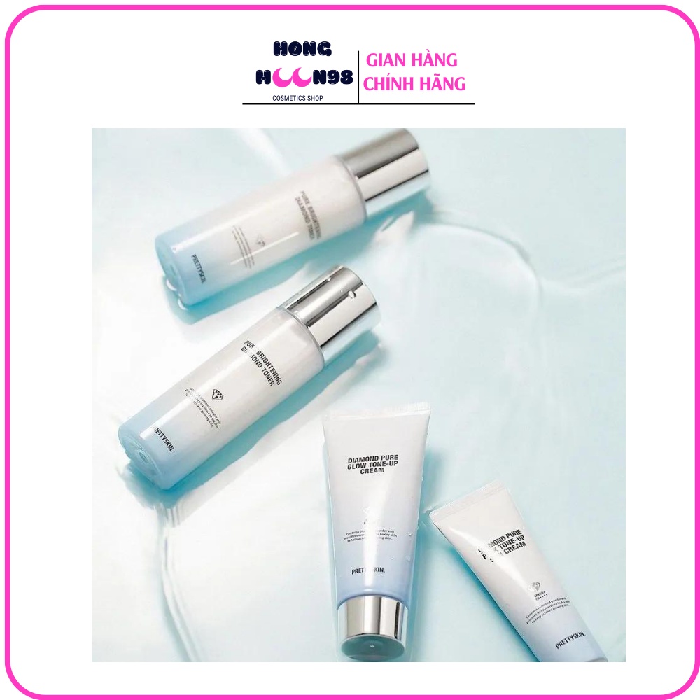 Bộ Chăm sóc da Diamond PRETTYSKIN gồm kem dưỡng trắng da, toner, kem chống nắng HONGMOON98 SHOP