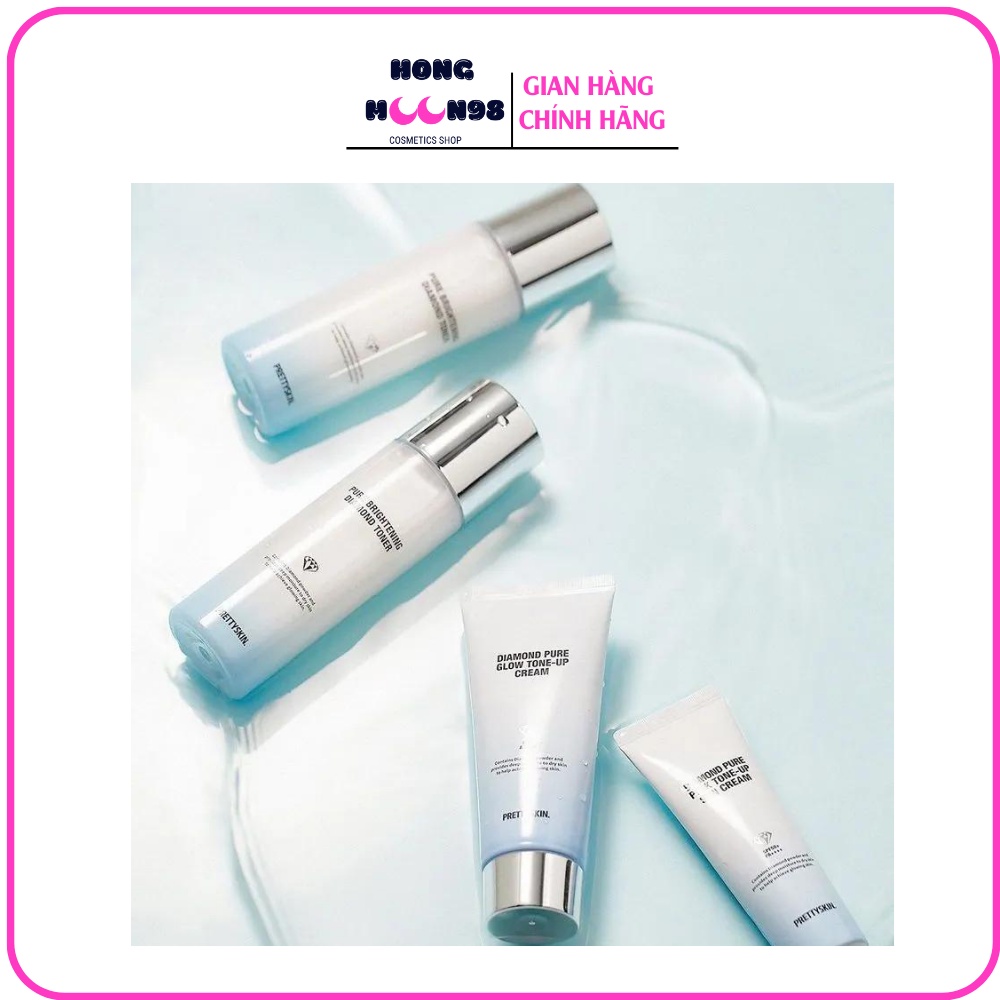 Bộ Chăm sóc da Diamond PRETTYSKIN gồm kem dưỡng trắng da, toner, kem chống nắng HONGMOON98 SHOP