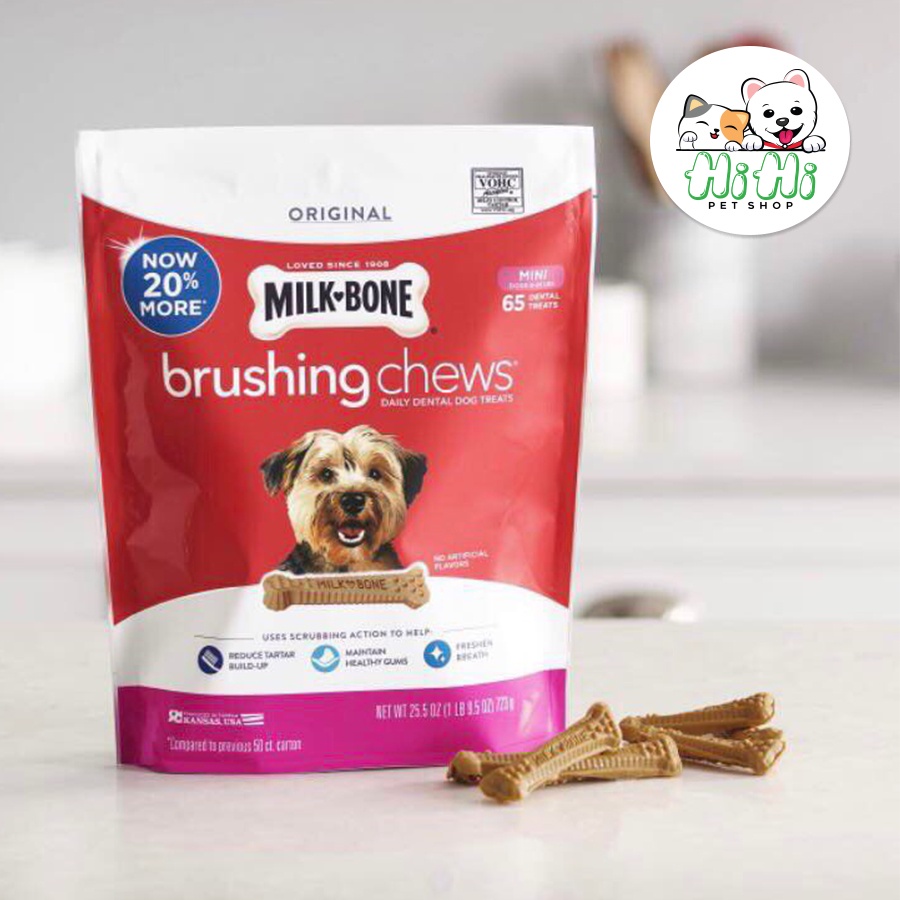 Xương gặm sạch răng cho chó - Milk Bone Brushing Chews Daily Dental Treats Mini 536gr