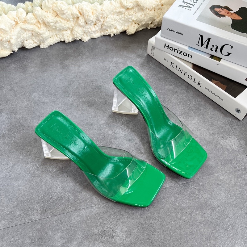 Guốc mica gót tù hot trend 7cm quai mềm tôn dáng