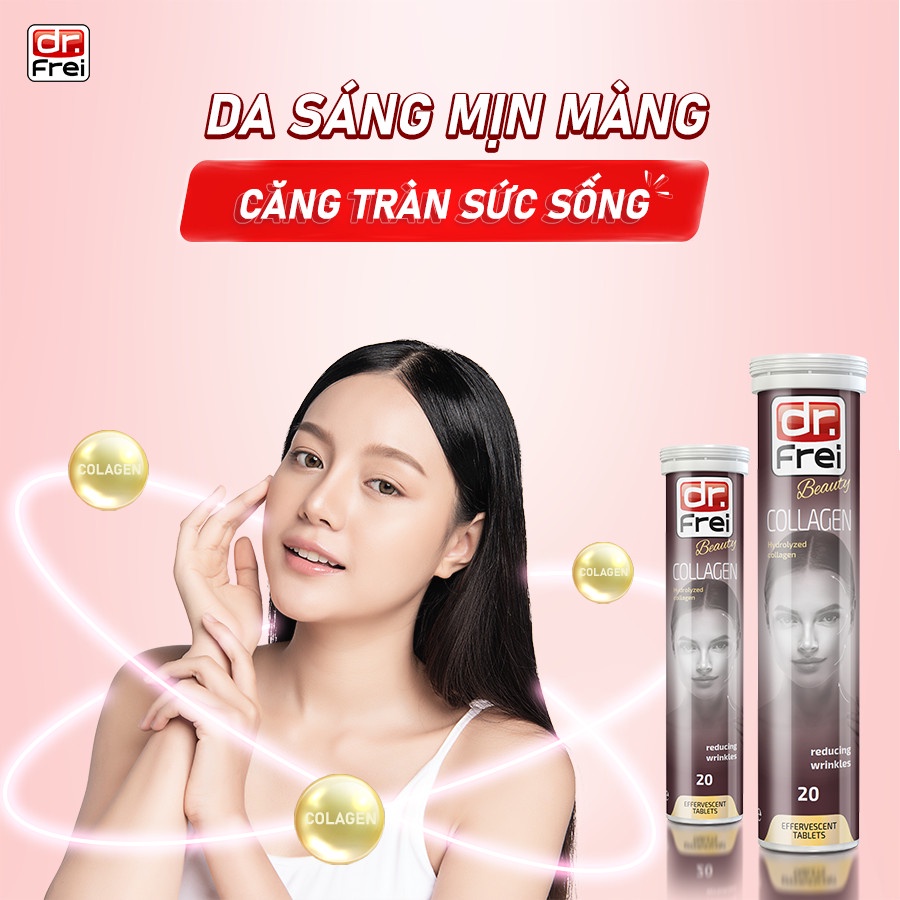 Collagen cá biển sâu tự nhiên - Viên Sủi SWISS DR.FREI làm đẹp da, da săn chắc, căng bóng ngậm