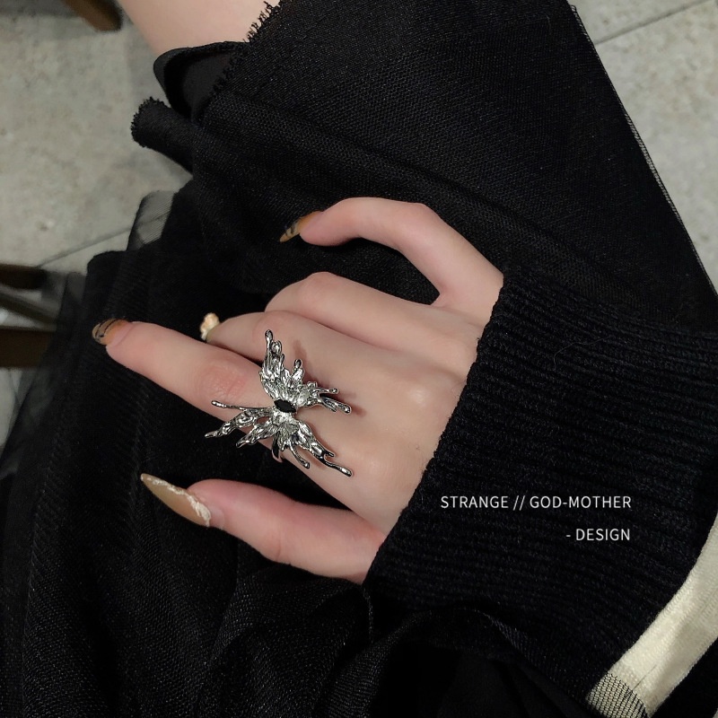 Nhẫn Hình Bướm Dạng Lỏng Có Thể Điều Chỉnh Phong Cách Lolita