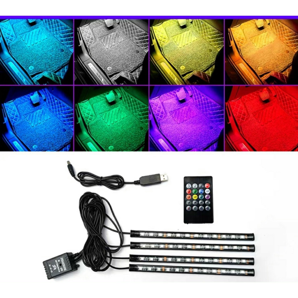 Đèn led gầm ghế oto cảm biến đổi màu theo nhạc, có điều khiển