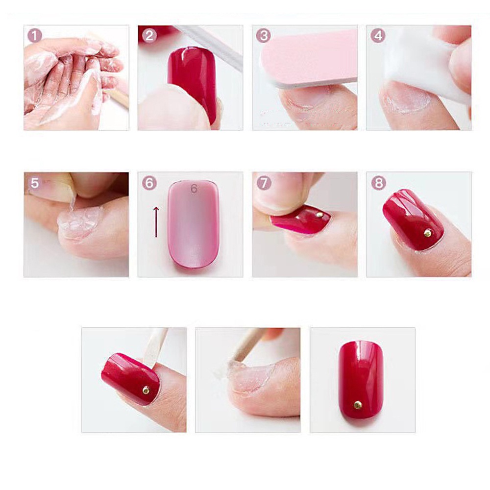 Bộ 24 Miếng Dán Móng Tay Giả Họa Tiết Chấm Bi Màu Gradient Dễ Thương Có Thể Tháo Rời Kèm Keo Dán