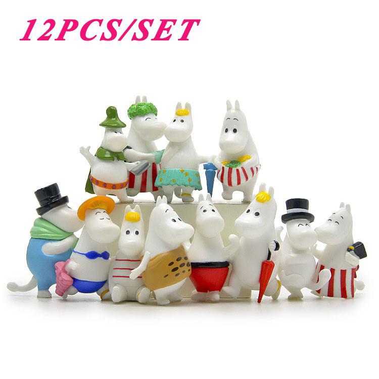 Set 12 mô hình nhân vật hoạt hình moomin valley đáng yêu