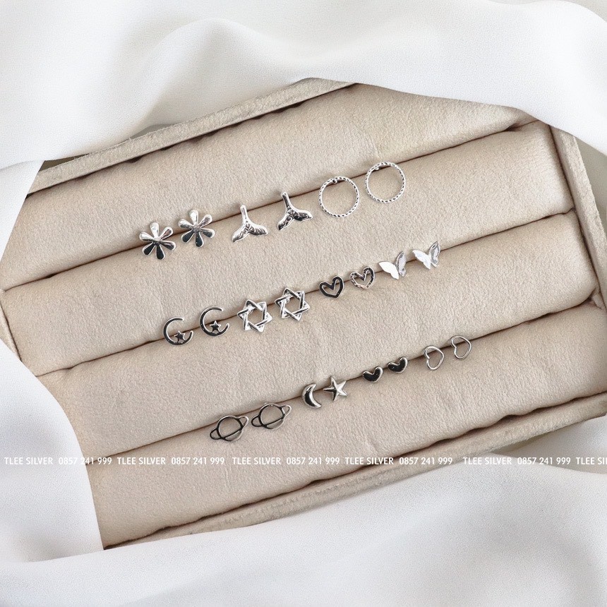 Khuyên tai bạc TLEE hình khối trái đất xinh xắn TleeJewelry B0148