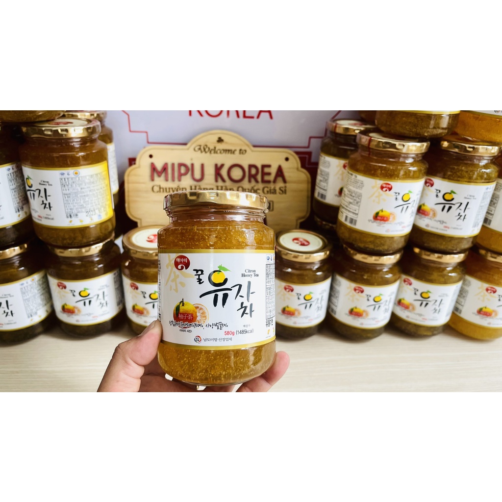 Mật Ong Chanh Đào Hàn Quốc Hũ 580g Citron HoneyTea