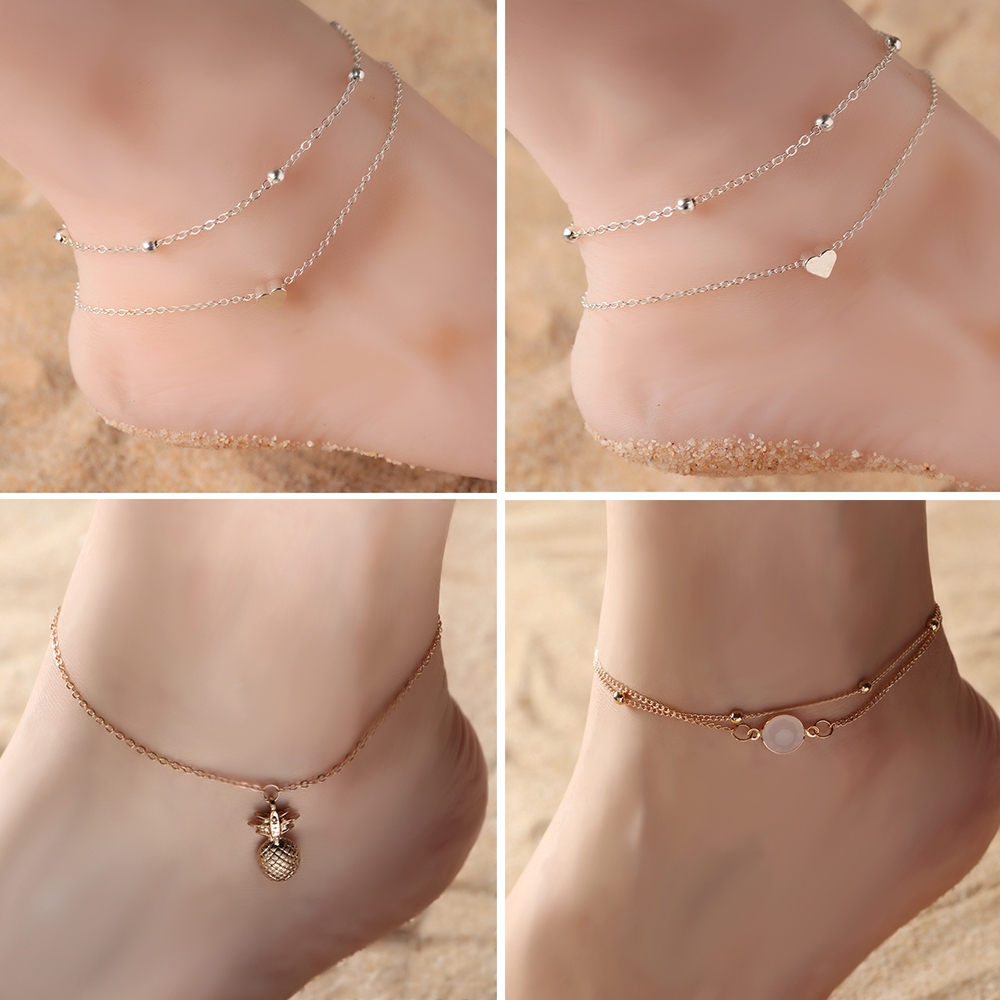 Vòng lắc chân đính hạt thời trang đi biển cho nữ
