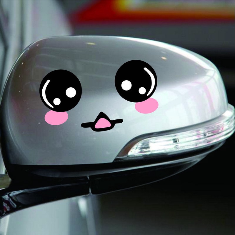 Miếng dán gương ô tô hoạt hình mặt cười dễ thương