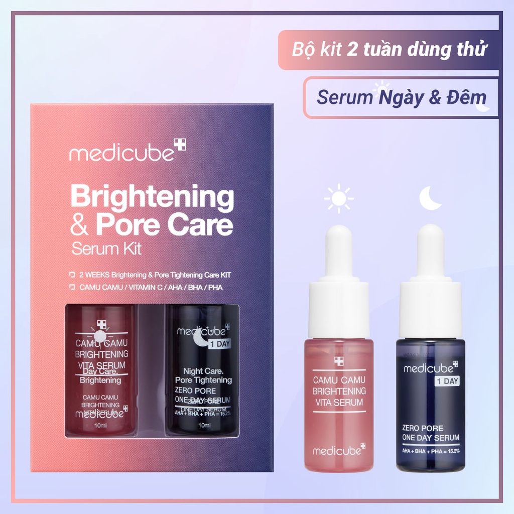 Set dưỡng da Mini Brightening & Pore Care Serum Kit (camu camu + one day serum)