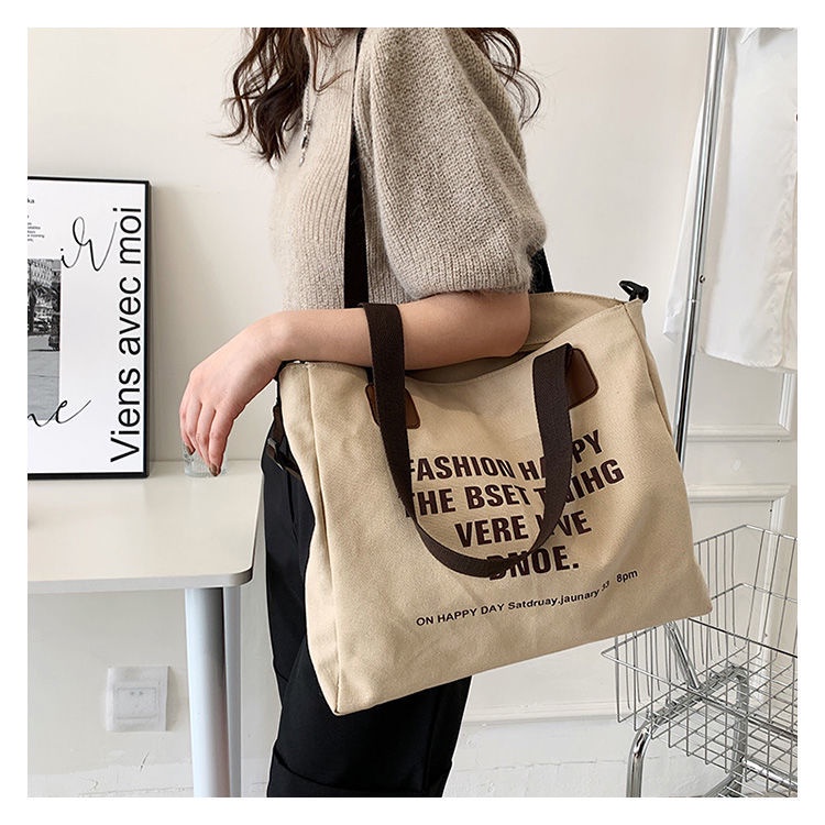Túi Xách Canvas Cỡ Lớn Thiết Kế Đơn Giản Thời Trang Cho Nữ