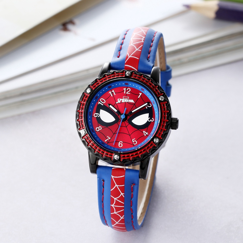 MARVEL Avengers Spider-Men Siêu anh hùng Giấc mơ thời thơ ấu Trẻ em Nhật Bản Đồng hồ thạch anh PU Band Đồng hồ chống nước Đồng hồ trẻ em