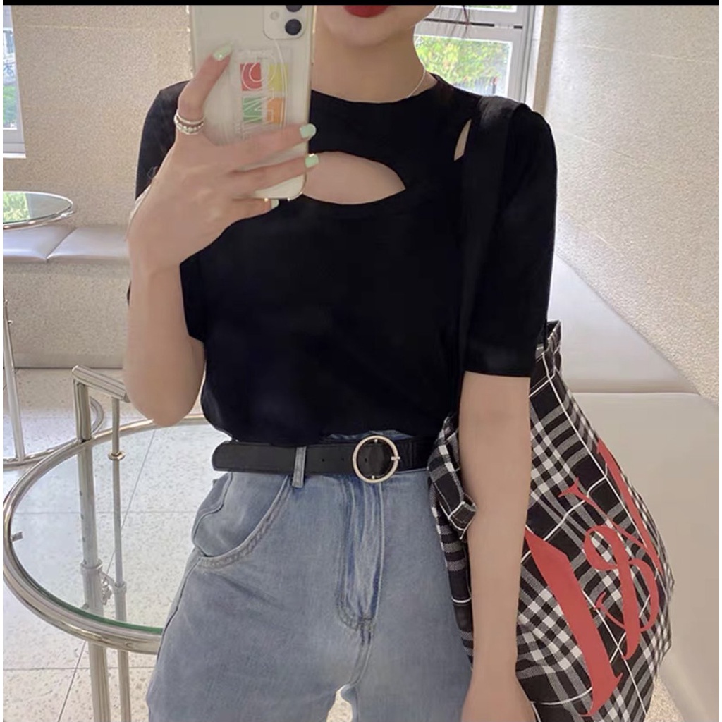 Áo Thun Ngắn Tay Hở Ngực vai Dáng Croptop Siêu Mát Hàng Cao Cấp