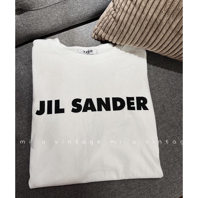 Áo phông 3158 in chữ JIN SANDER Nam Nữ Vintage Basic Oversize form rộng chất Cotton Khô