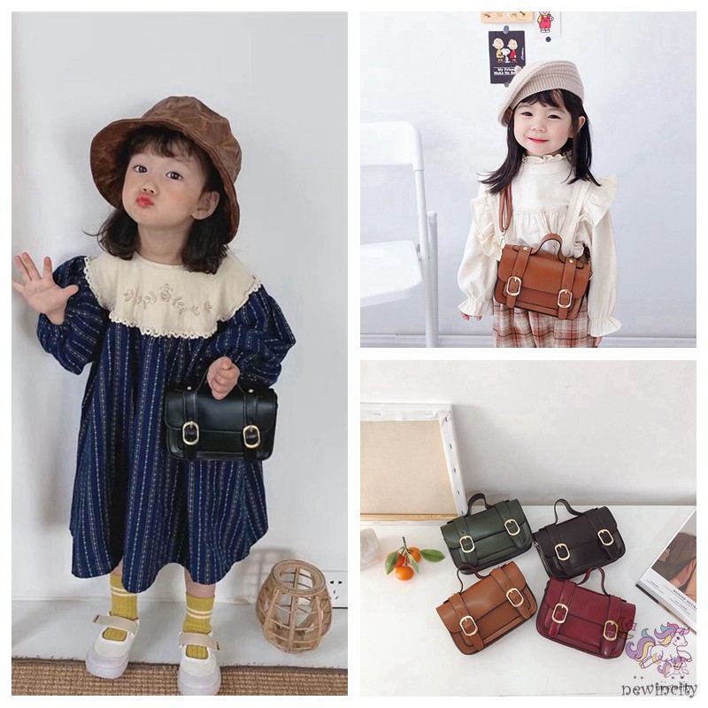 Túi xách da bằng pu phong cách cổ điển cho bé gái