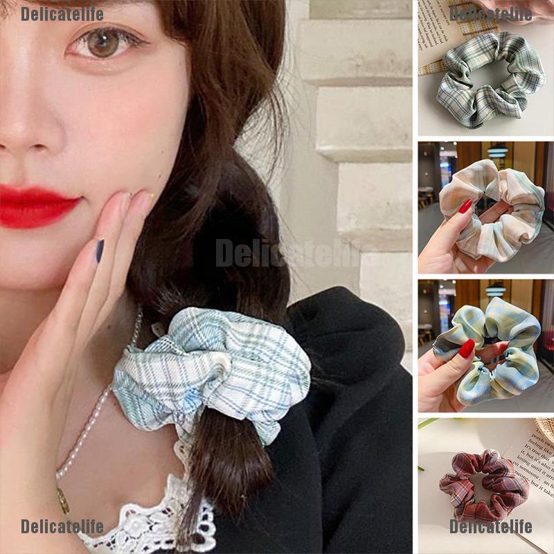 [Delicatelife] Korean Lattice Elastic Hair Bands Hair Rope Ponytail Holder JK Hair Accessories