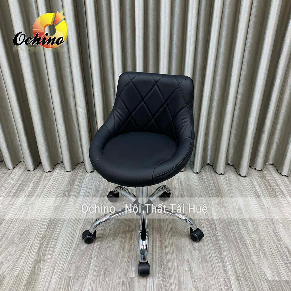 Ghế Makeup Chân Bánh Xe Nhện Bạc Mẫu Nỉ Da Bền Đẹp (Hàng Sẵn)