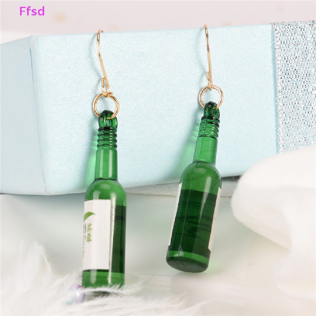 {Ffsd} Khuyên Tai Dáng Dài Mặt Hình Chai Nước Khoáng Sáng Tạo