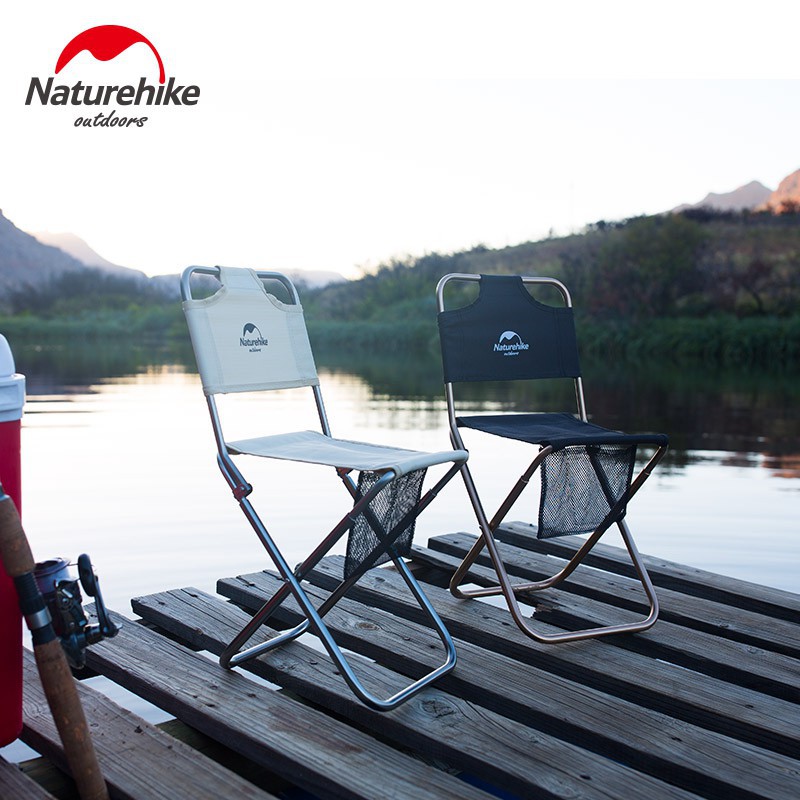 Ghế xếp inox Camping có lưng tựa, Ghế cắm trại gấp gọn siêu nhẹ NatureHike NH18M001-Z chính hãng