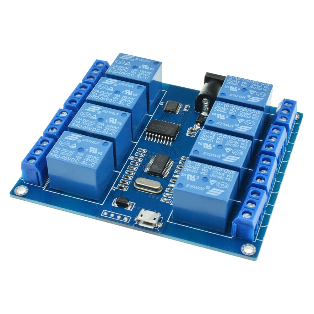 8 Channel Micro USB Relay Module Upper Computer 5V 10A Driver-free PC USB Control ICSE014A【COD / Low-cost Wholesale】