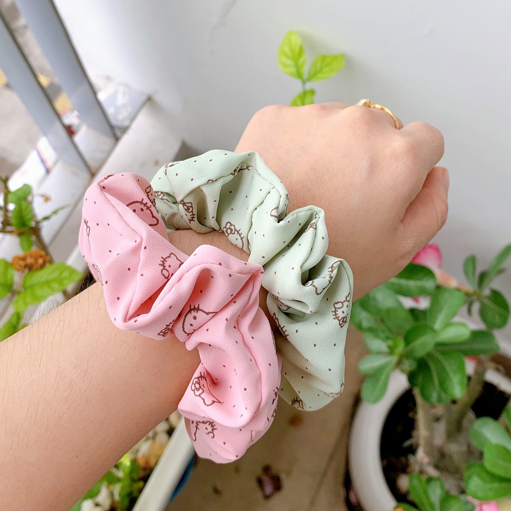 Cột tóc scrunchies mèo kitty dễ thương 10cm