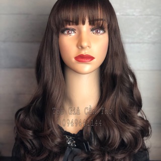 Tóc bộ xoăn 55cm nâu đen