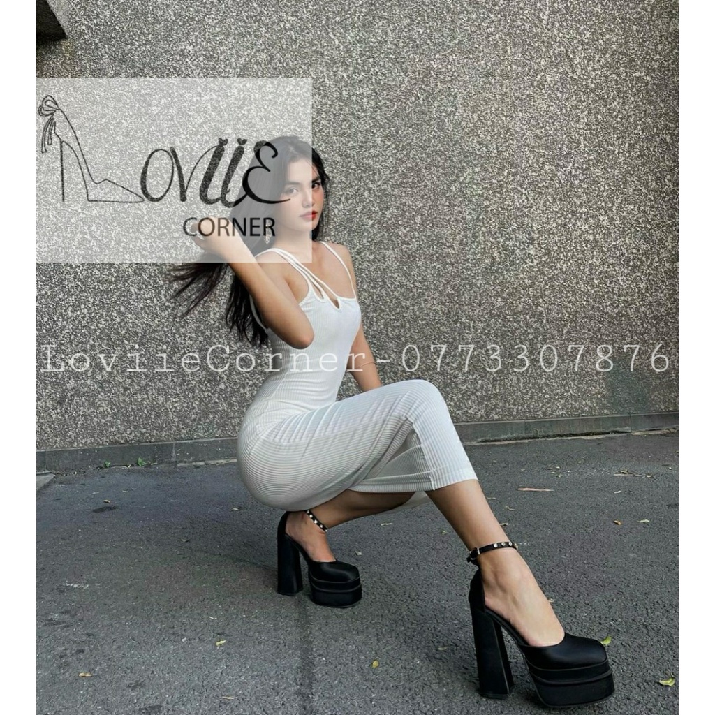 GIÀY THỜI TRANG LOVIIECORNER - GUỐC NỮ BÍT MŨI ĐÚP - GIÀY CAO GÓT DA XỊN QUAI CÀI XÍCH G220926