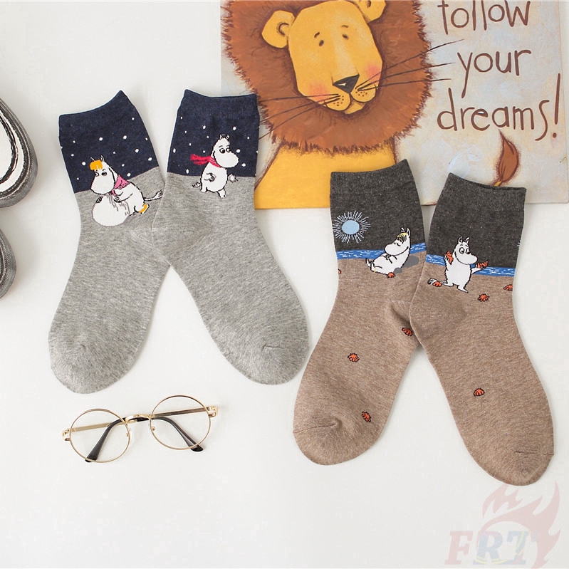 ❀ Moomin Ankle Tất ❀ H&amp;Q Comfortable Socks Cotton Socks Fashion Cartoon Unisex Socks Lovers Sox