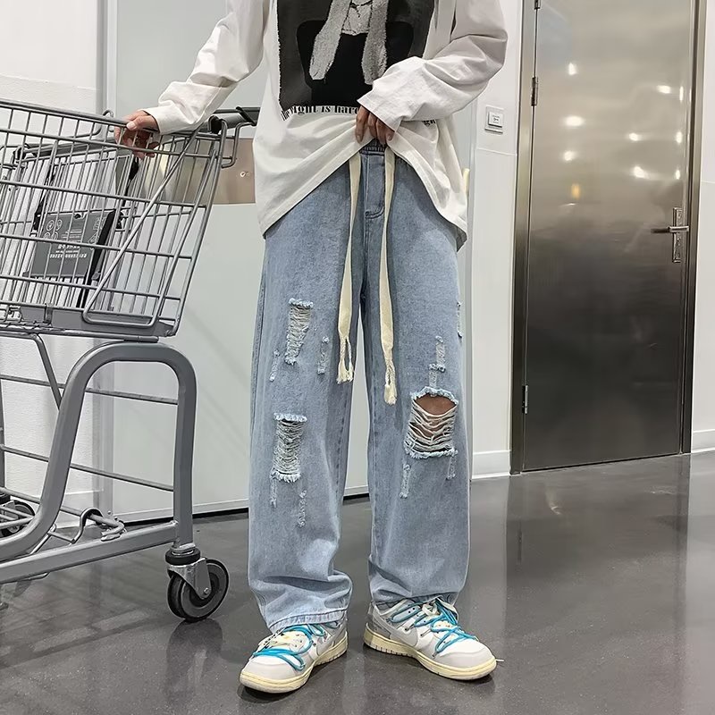 Casual Suit màu thoải mái cộng với kích thước quần jean Unisex Suit hàng ngày hiển thị gầy bông đôi thẳng quần ống