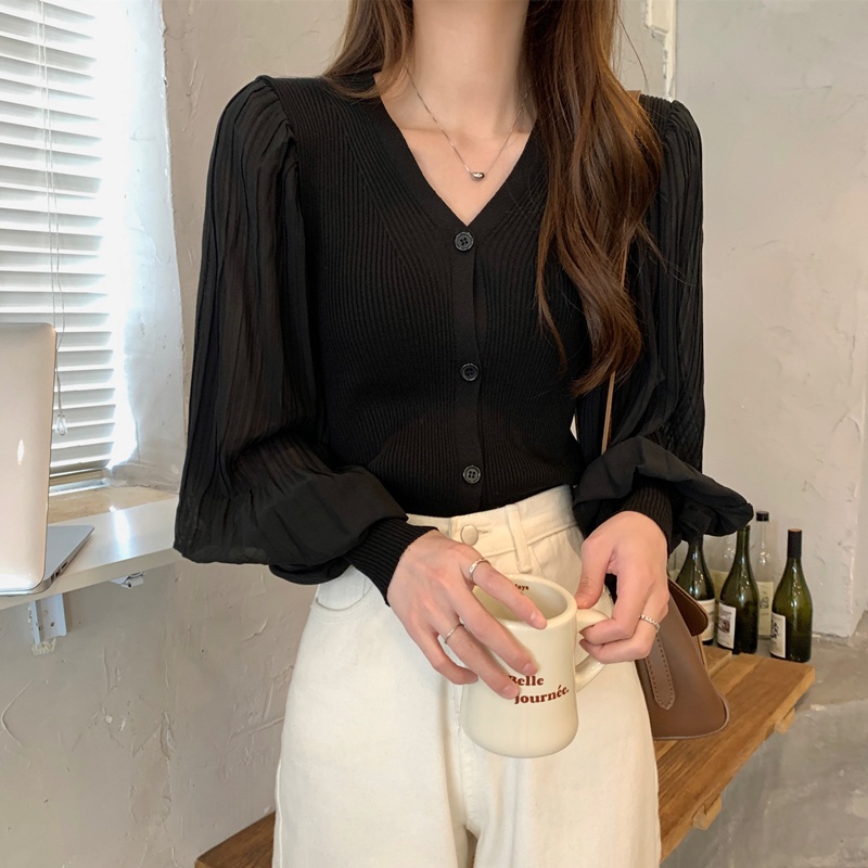 Áo cardigan ZHELIHANGFEI dệt kim tay dài cổ chữ V dễ phối đồ thời trang xuân thu tùy chọn màu sắc