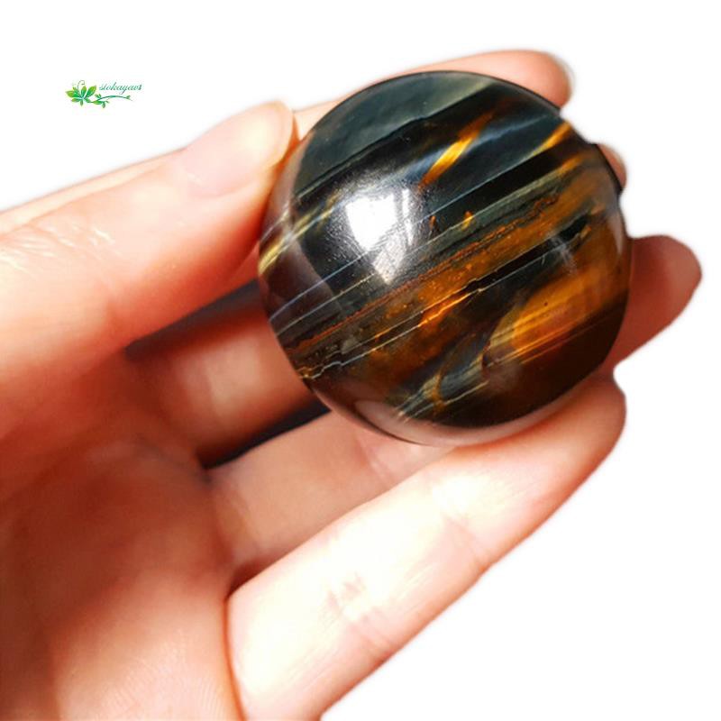 Natural Yellow Blue Tiger Eye Crystal Ball Magic Quartz Sphere With Stand Reiki Healing Fengshui