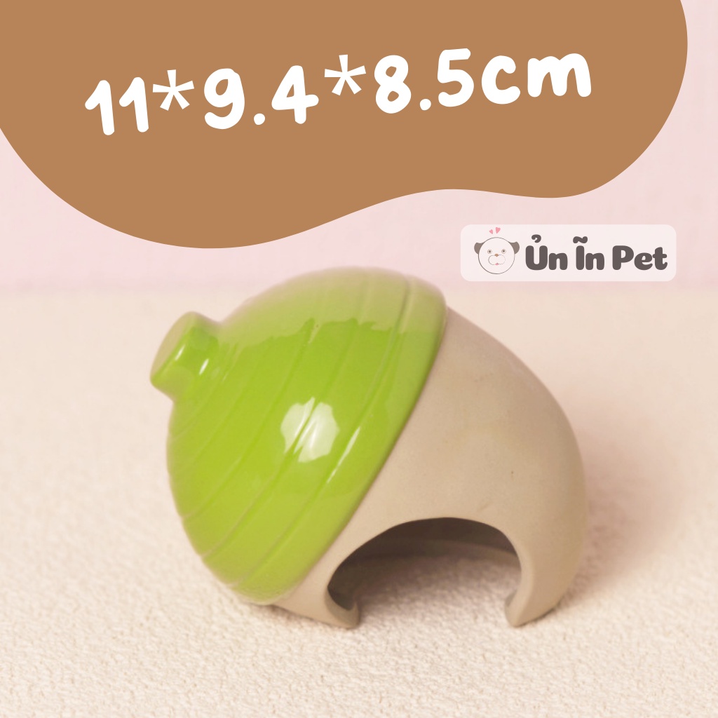 Nhà ngủ sứ hamster QUẢ SỒI XANH siêu mát, dễ thương